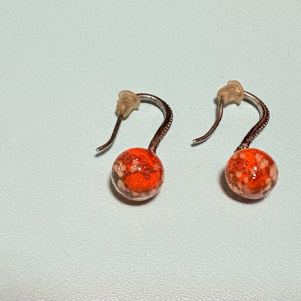 NOGU Orange and White Firefly Dangle Earrings